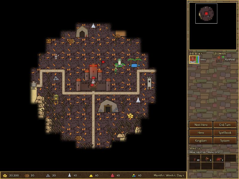 Heroes of the Realm: junak na konju pred paklenim dvorcem, uokolo rudnici i blago
