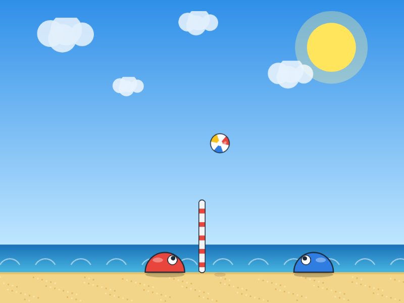 Bubble Volley: crvena i plava kapljica igraju odbojku na plaži